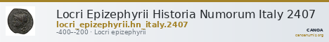Locri Epizephyrii Historia Numorum Italy 2407 — CANOA