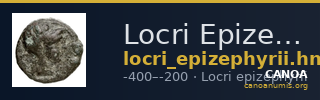 Locri Epizephyrii Historia Numorum Italy 2408-2414 — CANOA