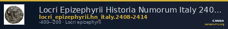 Locri Epizephyrii Historia Numorum Italy 2408-2414 — CANOA
