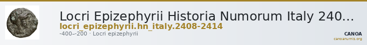 Locri Epizephyrii Historia Numorum Italy 2408-2414 — CANOA