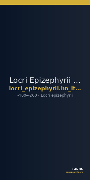 Locri Epizephyrii Historia Numorum Italy 2421 — CANOA