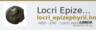 Locri Epizephyrii Historia Numorum Italy 2422 — CANOA