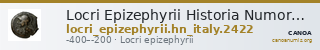 Locri Epizephyrii Historia Numorum Italy 2422 — CANOA