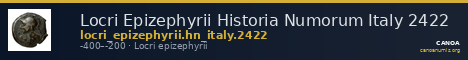 Locri Epizephyrii Historia Numorum Italy 2422 — CANOA
