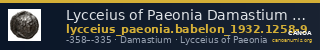 Lycceius of Paeonia Damastium Babelon 1932 1258-1259 — CANOA