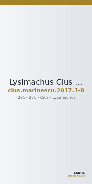 Lysimachus Cius Marinescu 2017 Issues 1-8 — CANOA