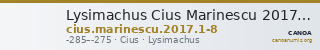Lysimachus Cius Marinescu 2017 Issues 1-8 — CANOA