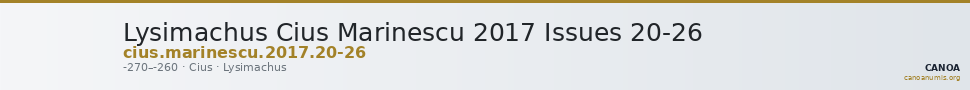 Lysimachus Cius Marinescu 2017 Issues 20-26 — CANOA