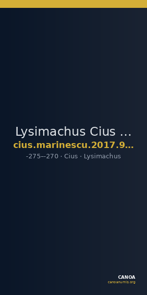 Lysimachus Cius Marinescu 2017 Issues 9-19 — CANOA