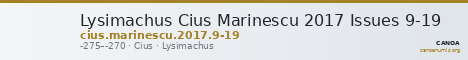 Lysimachus Cius Marinescu 2017 Issues 9-19 — CANOA
