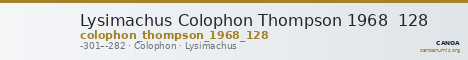 Lysimachus Colophon Thompson 1968  128 — CANOA