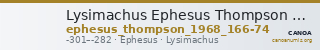 Lysimachus Ephesus Thompson 1968  166-174 — CANOA