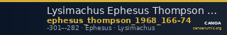 Lysimachus Ephesus Thompson 1968  166-174 — CANOA