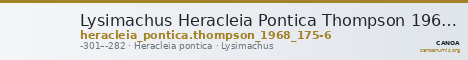 Lysimachus Heracleia Pontica Thompson 1968  175-176 — CANOA