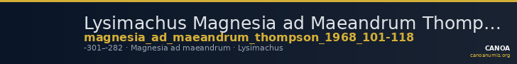Lysimachus Magnesia ad Maeandrum Thompson 1968  101-118 — CANOA