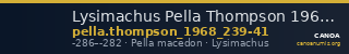 Lysimachus Pella Thompson 1968 239-241 — CANOA