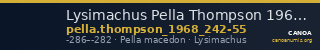 Lysimachus Pella Thompson 1968  242-255 — CANOA