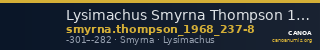 Lysimachus Smyrna Thompson 1968  237-238 — CANOA