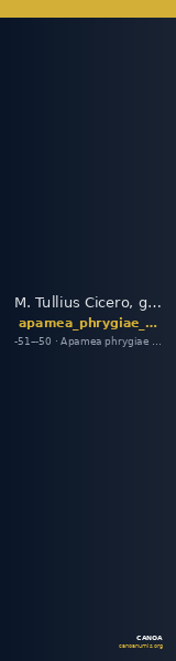 M. Tullius Cicero, governor of Cilicia Apamea in Phrygia Metcalf 2017 XI — CANOA