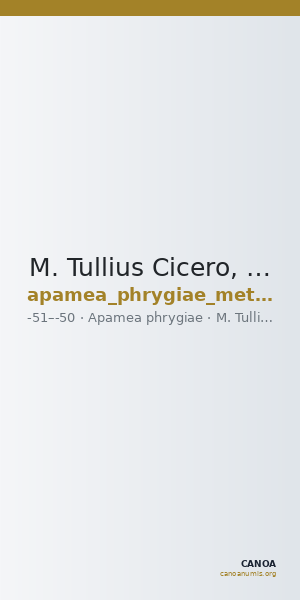 M. Tullius Cicero, governor of Cilicia Apamea in Phrygia Metcalf 2017 XI — CANOA