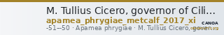 M. Tullius Cicero, governor of Cilicia Apamea in Phrygia Metcalf 2017 XI — CANOA
