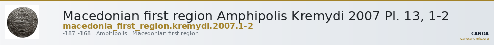 Macedonian first region Amphipolis Kremydi 2007 Pl. 13, 1-2 — CANOA