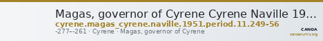 Magas, governor of Cyrene Cyrene Naville 1951 Period 11.249-256 — CANOA