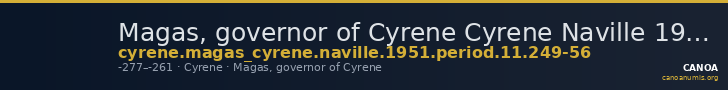 Magas, governor of Cyrene Cyrene Naville 1951 Period 11.249-256 — CANOA