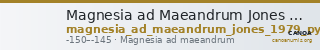 Magnesia ad Maeandrum Jones 1979 Pythodoros Demokratou — CANOA