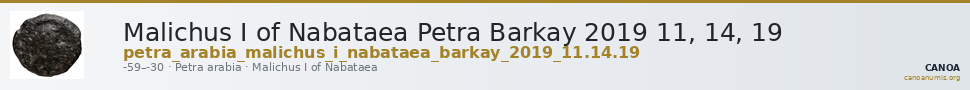 Malichus I of Nabataea Petra Barkay 2019 11, 14, 19 — CANOA