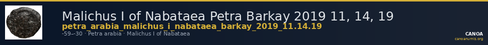 Malichus I of Nabataea Petra Barkay 2019 11, 14, 19 — CANOA