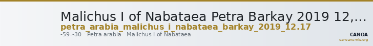 Malichus I of Nabataea Petra Barkay 2019 12, 17 — CANOA