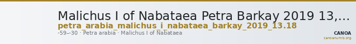 Malichus I of Nabataea Petra Barkay 2019 13, 18 — CANOA
