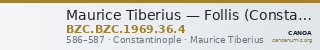 Maurice Tiberius — Follis (Constantinople, 586–587) — CANOA