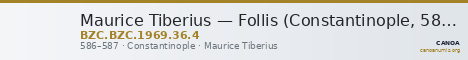 Maurice Tiberius — Follis (Constantinople, 586–587) — CANOA