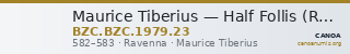 Maurice Tiberius — Half Follis (Ravenna, 582–583) — CANOA