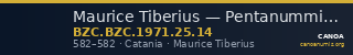 Maurice Tiberius — Pentanummium (Catania, 582) — CANOA