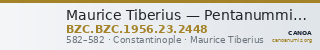Maurice Tiberius — Pentanummium (Constantinople, 582) — CANOA