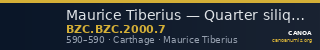 Maurice Tiberius — Quarter siliqua (Carthage, 590) — CANOA