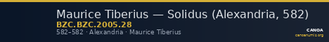 Maurice Tiberius — Solidus (Alexandria, 582) — CANOA