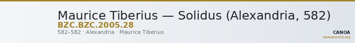 Maurice Tiberius — Solidus (Alexandria, 582) — CANOA