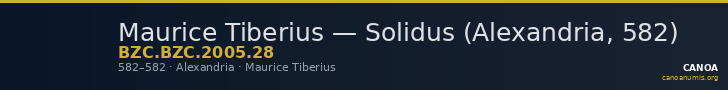 Maurice Tiberius — Solidus (Alexandria, 582) — CANOA