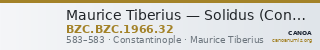 Maurice Tiberius — Solidus (Constantinople, 583) — CANOA