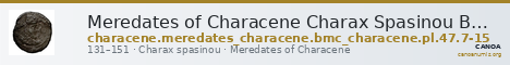 Meredates of Characene Charax Spasinou BMC Characene pl. 47, 7-15 — CANOA