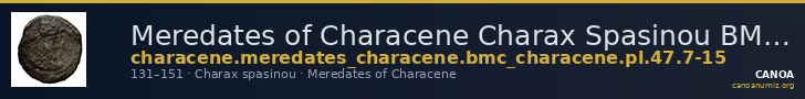 Meredates of Characene Charax Spasinou BMC Characene pl. 47, 7-15 — CANOA
