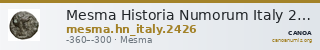 Mesma Historia Numorum Italy 2426 — CANOA
