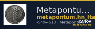 Metapontum Historia Numorum Italy 1459 — CANOA