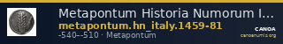 Metapontum Historia Numorum Italy 1459 — CANOA
