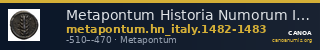 Metapontum Historia Numorum Italy 1482-3 — CANOA