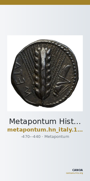 Metapontum Historia Numorum Italy 1484-6 — CANOA